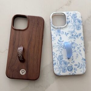 Loopy Case Dual Set - Walnut Brown and Floral Blue